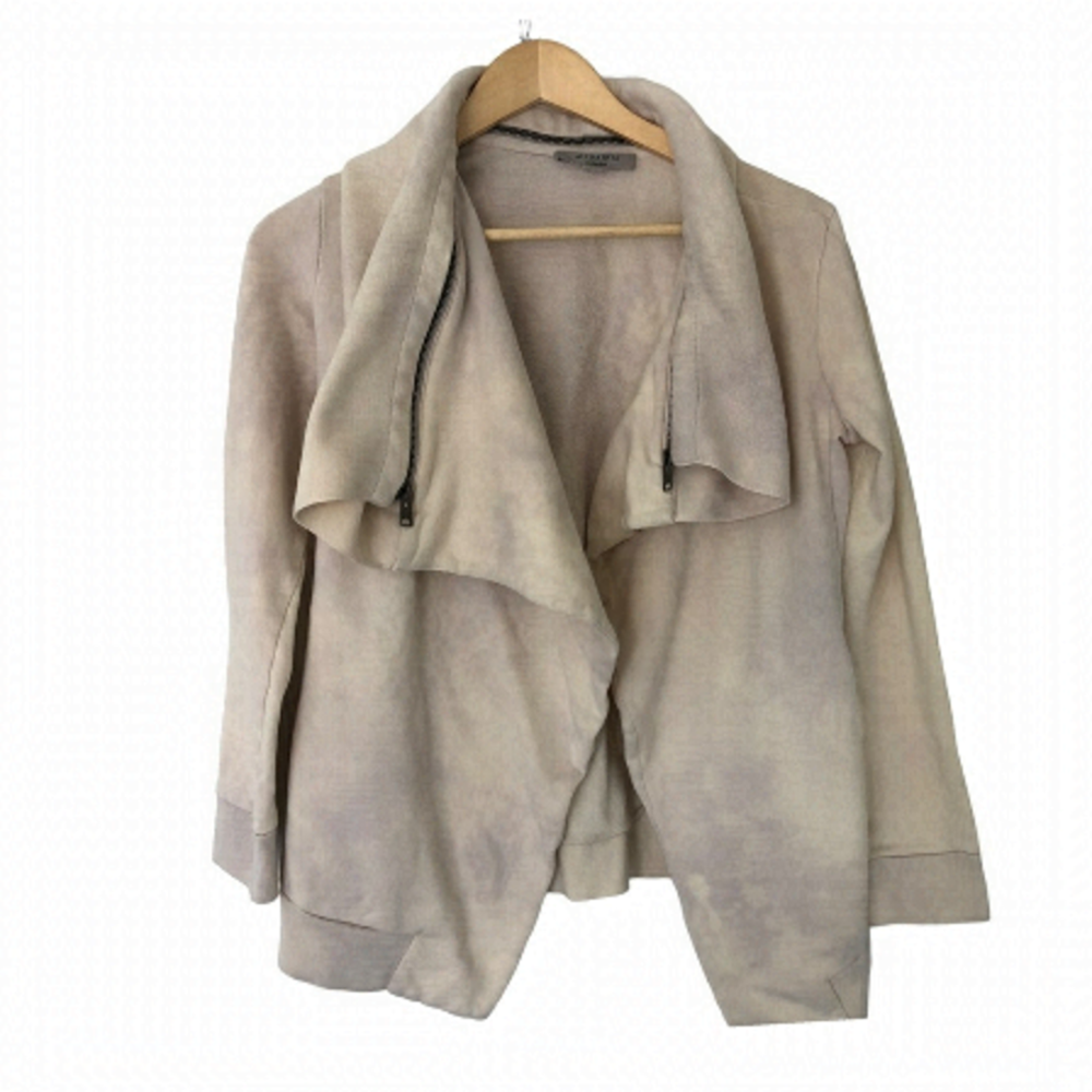 ALL saints open sweater with zip shawl beige tie dye